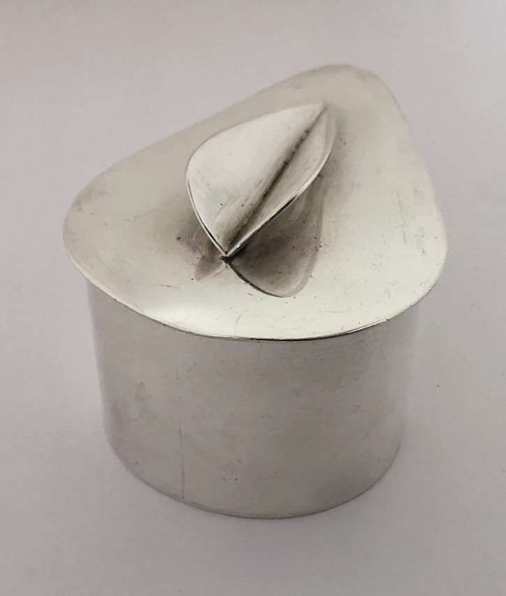 Unusual Modernist Solid Silver Box - London 1980