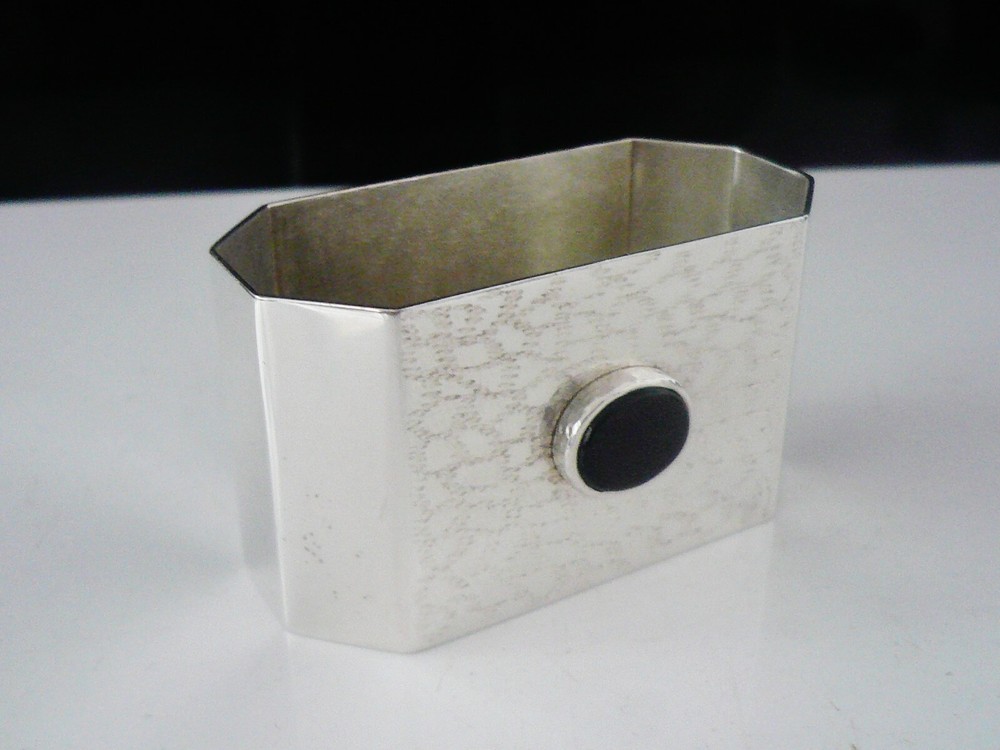 Sterling Silver Napkin Ring with Cabochon, Sheffield 1990