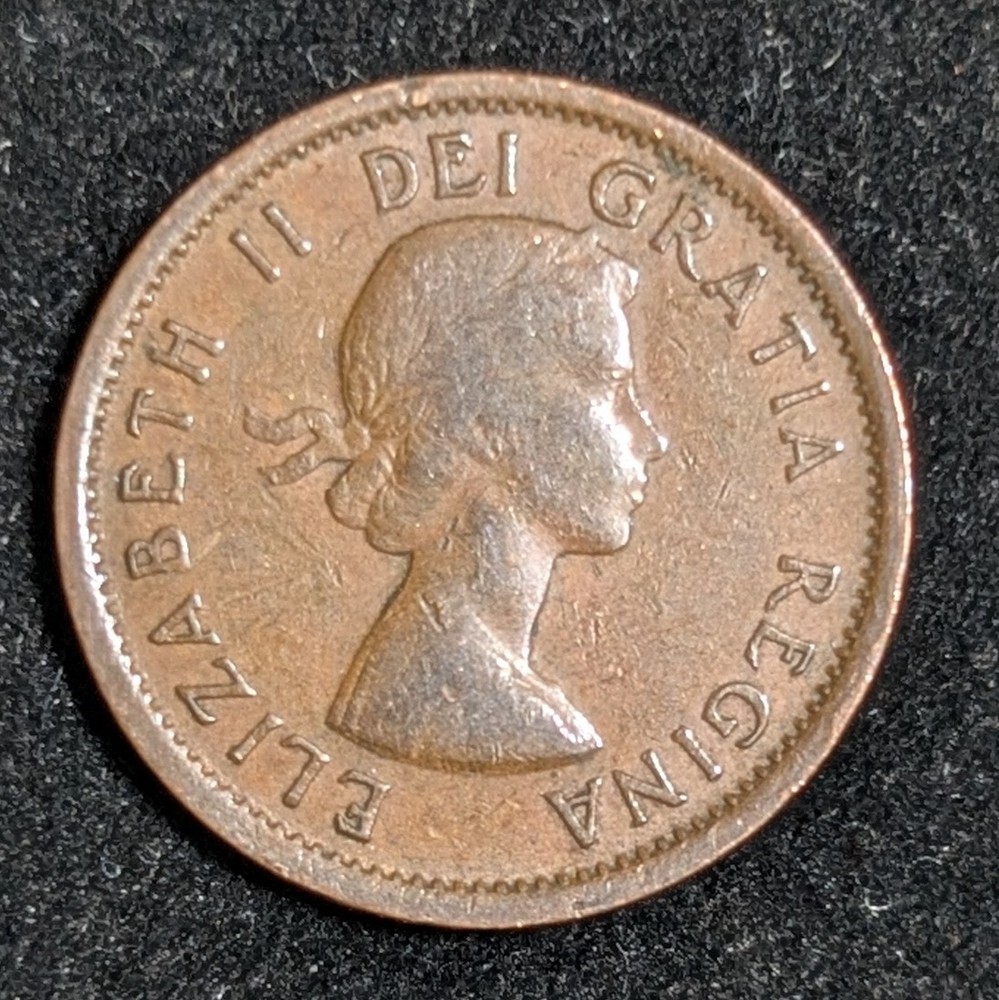 1955 Canada 1 Cent Circulated KM# 49 Brown