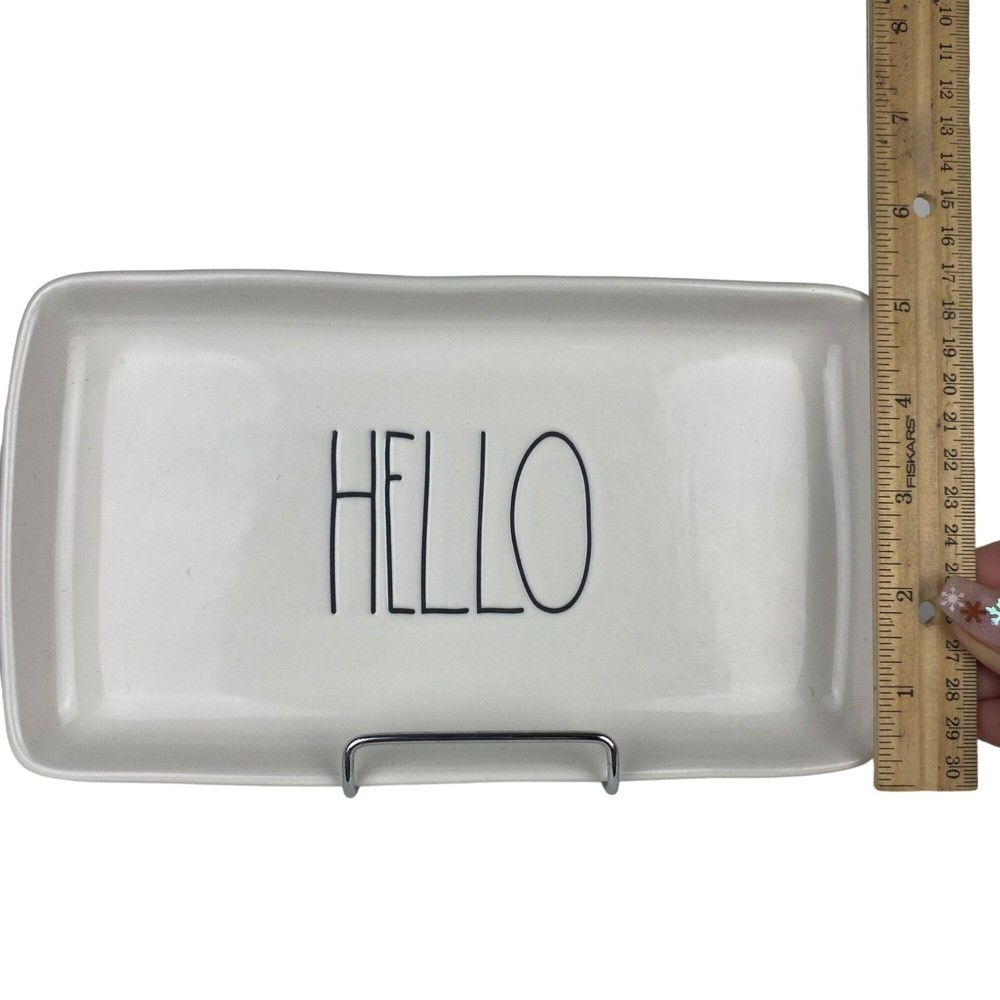 Rae Dunn Artisan Collection "Hello" Ceramic Rectangular Tray 10" X 5" White