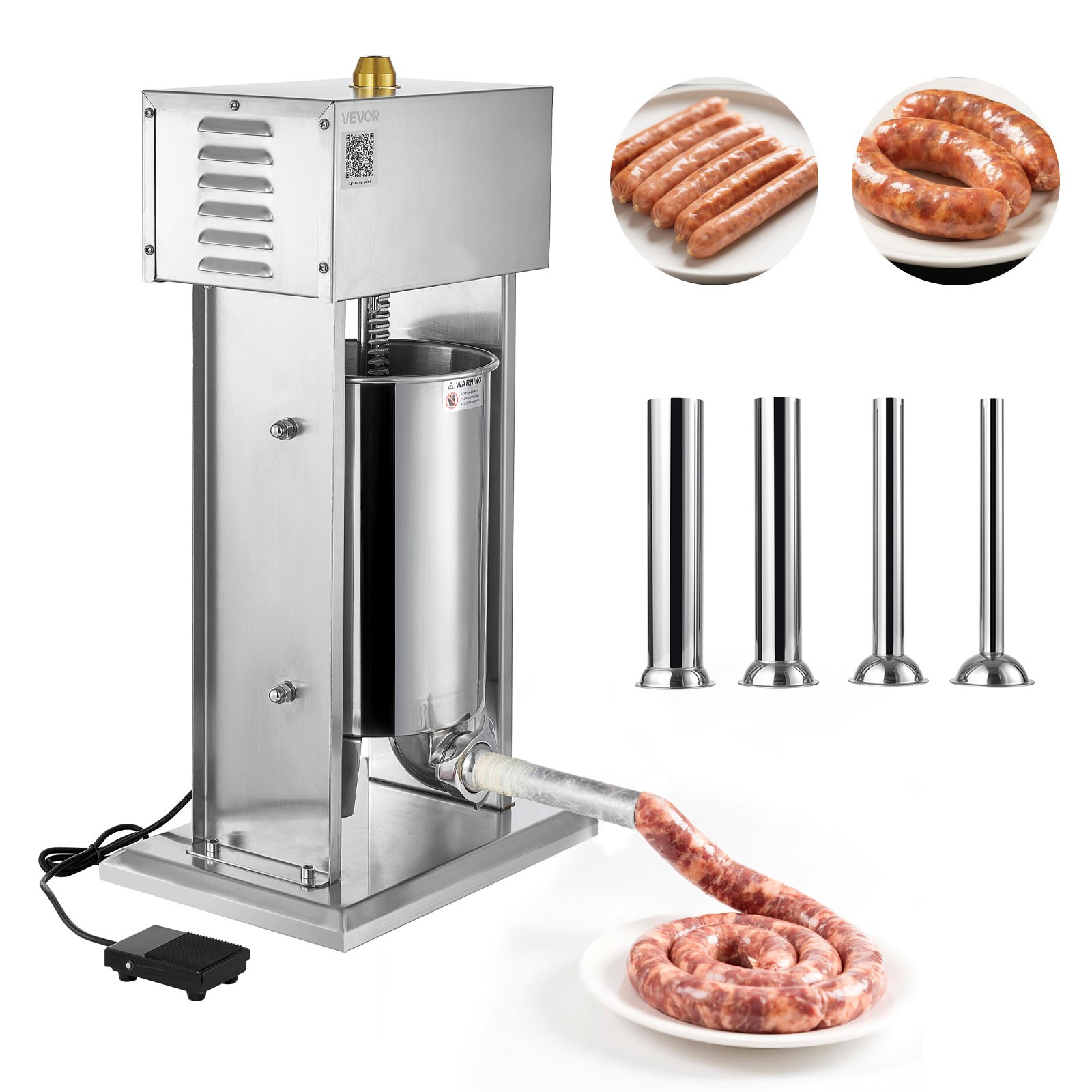 VEVOR Electric Sausage Stuffer 25 LBS / 12 L with 4 Tubes for Commercial & Home