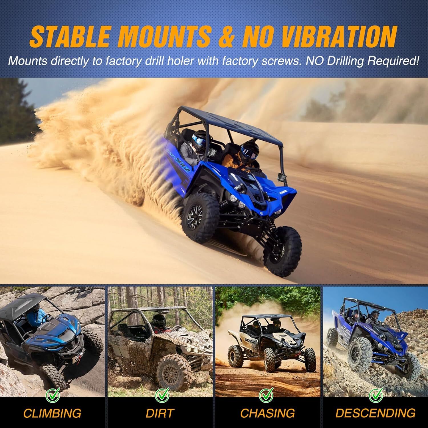 Nilight Light Bar UTV Front Side A Pillar Hood Mounting Brackets for LED Pods