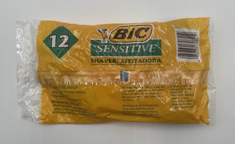 BIC SENSITIVE Men's Razors 12 ct yellow