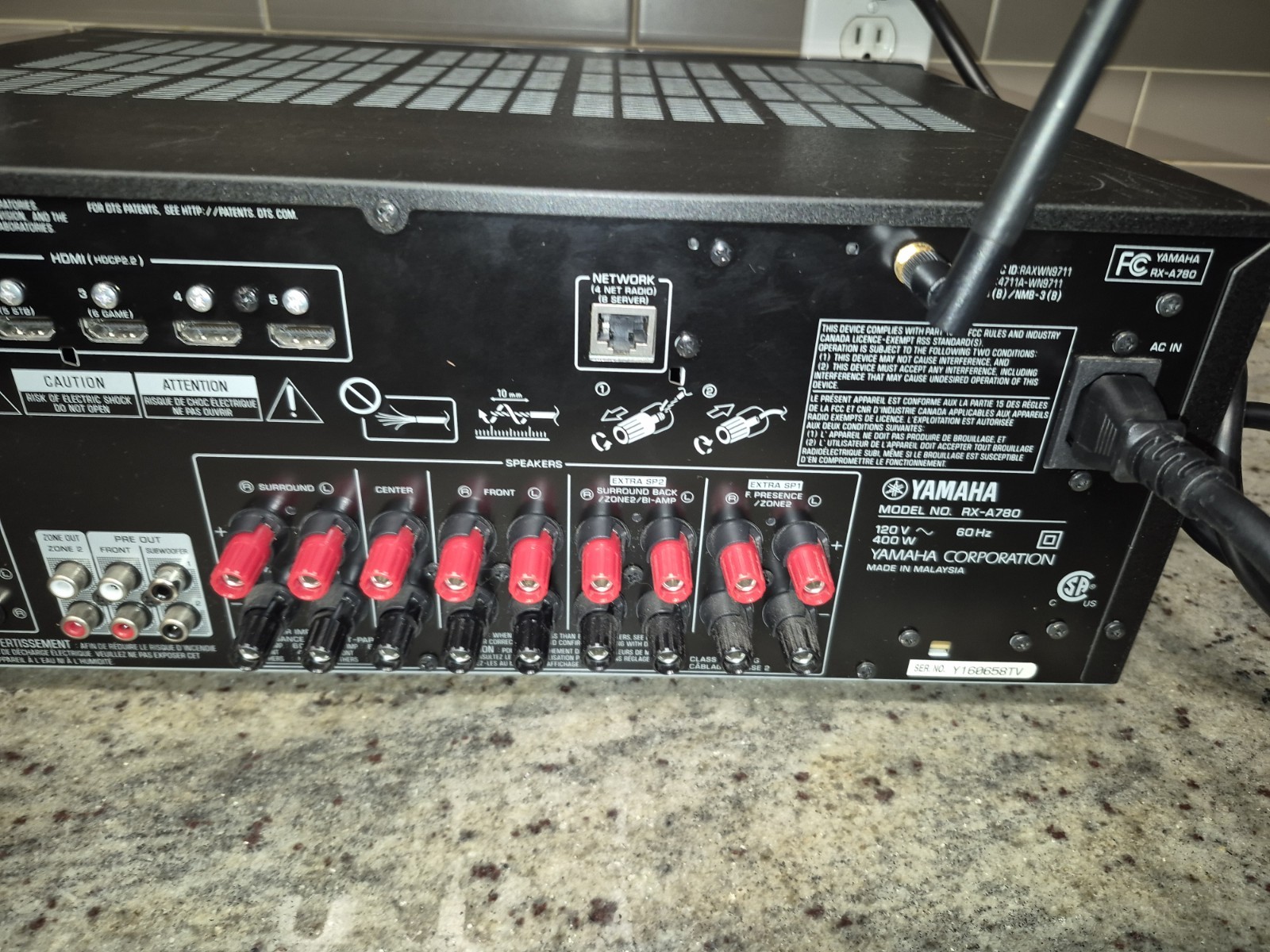 Yamaha RX-A780 7.2 Channel AV Receiver - Black