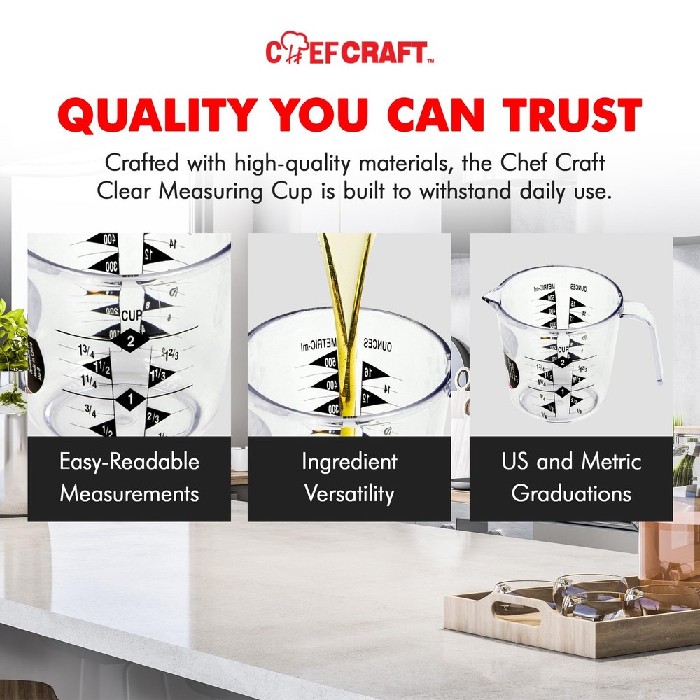 Chef Craft Select Plastic Measuring Cup, 2 Clear 2