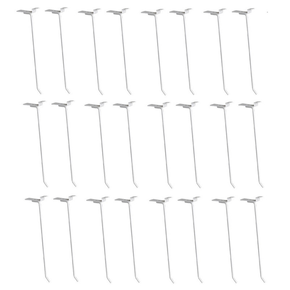 10" Slatwall Hook Panel Display Hooks, 1/4" Thickness Metal, White - PACK 12