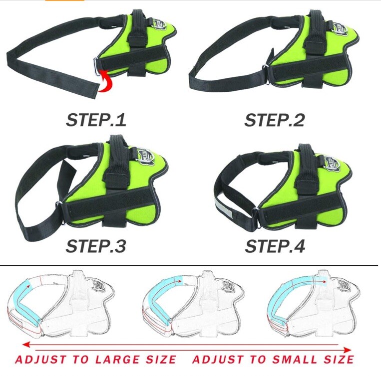 NWT Bolux Dog Harness Size S - Green- No Pull, Adjustable, Reflective