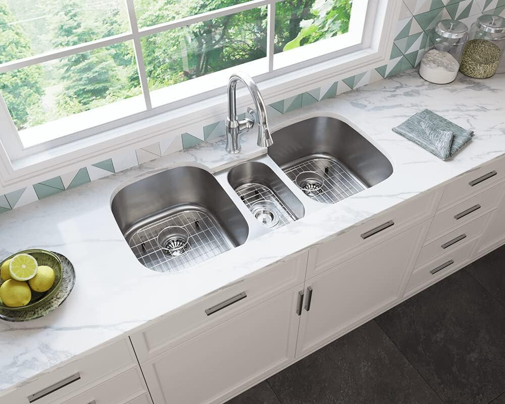 Triple Bowl Commercial Grade 16 Gauge Stainless Steel Undermount Kitchen Sink
