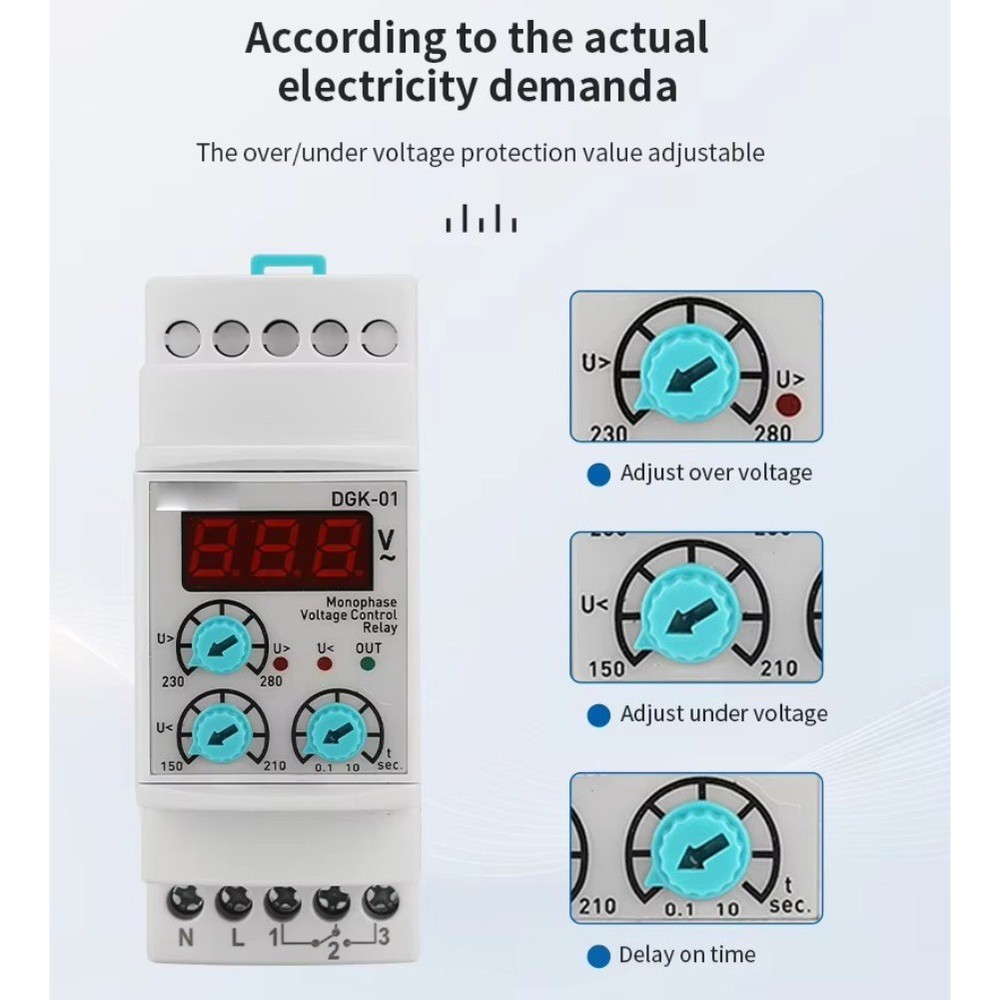 Adjustable Overvoltage Undervoltage Relay OPS10V63 Monophase Voltage Protector