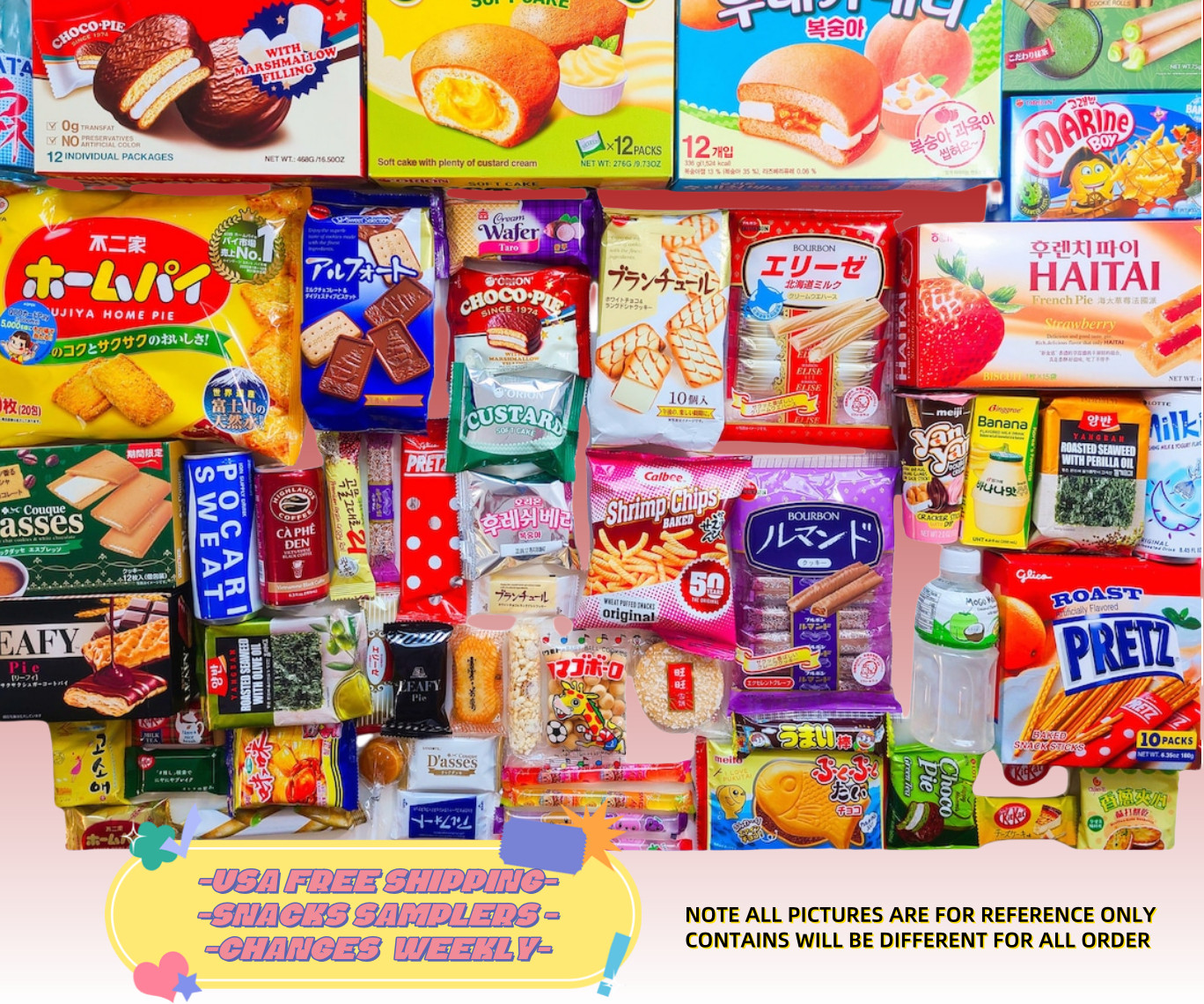 45 Piece Variety Asian Snack Box Japanese Korean Chinese, Fun Asian Treats