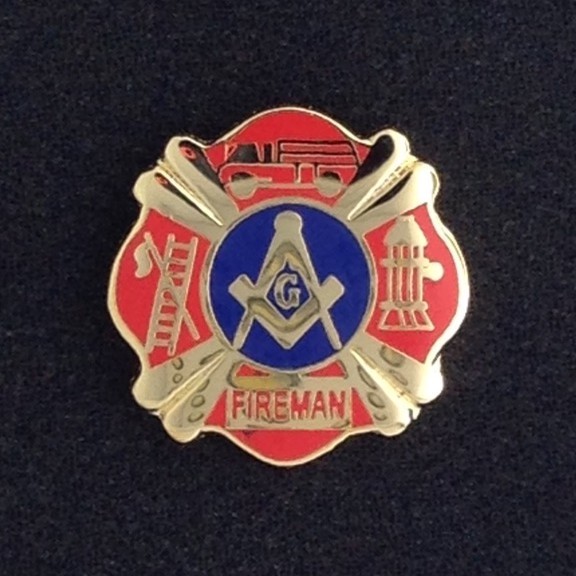 Masonic Fireman Lapel Pin in Gold (MFD-2)