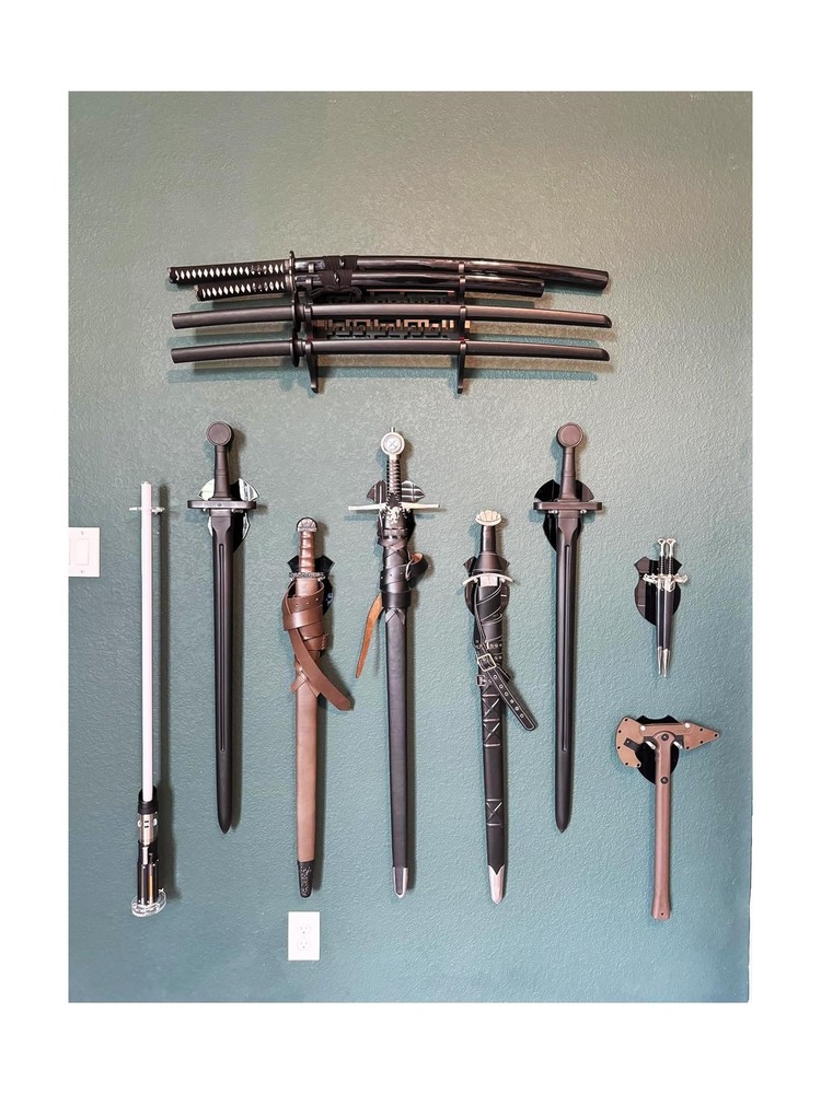 Wall mounted sword rack sword stant axe holder wall mounted display rack sing...