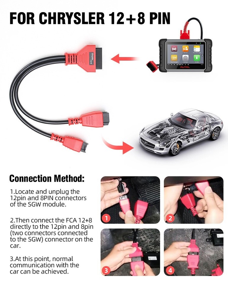 FCA 12+8 Adapter Cable Bypass For Chryslers Security Autel Module Universal