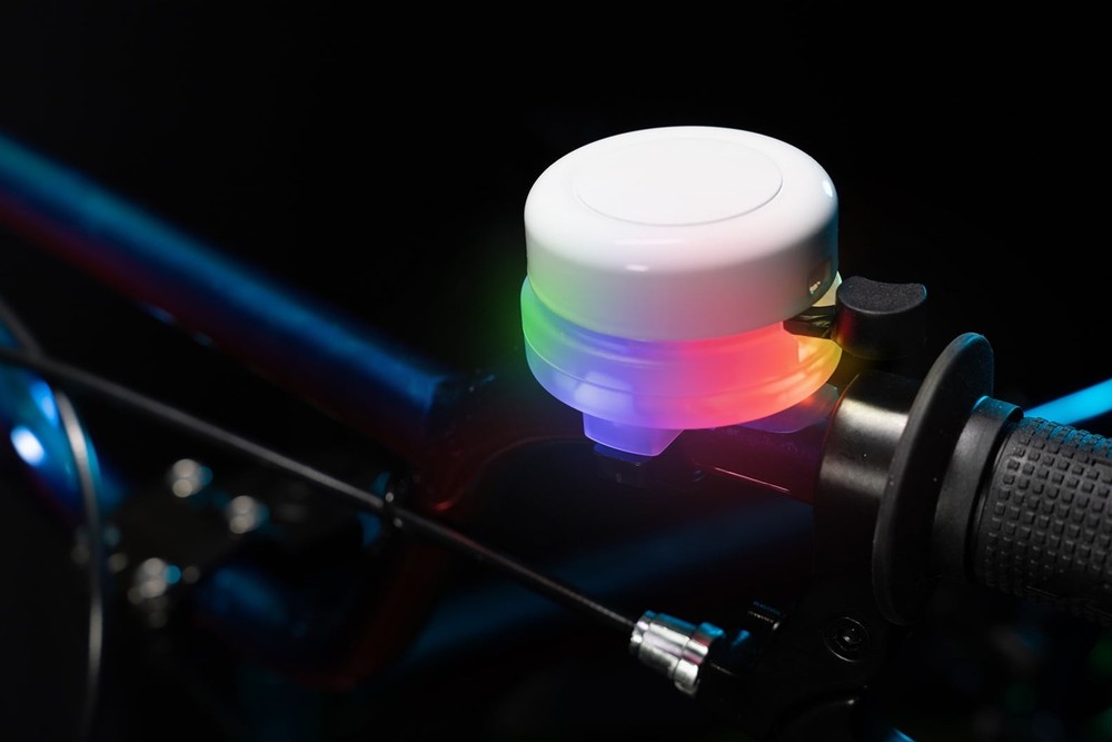 Bicycle Bell with Multicolor Twinkling LEDs, Fits Most Handlebars, Blue