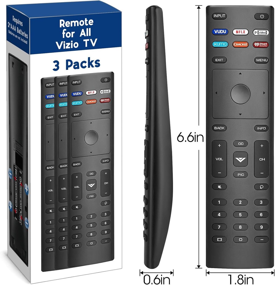 3 Pack Replacement Remotes for VIZIO Smart TVs – Compatible Remote Controls