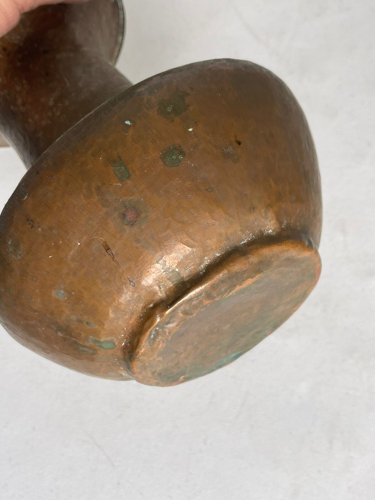 Antique Hammered Copper Pitcher with Scrolled Handle