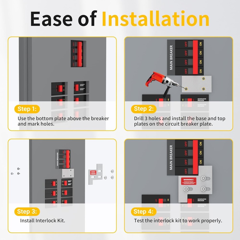 Generator Interlock Kit Compatible with General Electric GE 150 or 200 Amp Panel