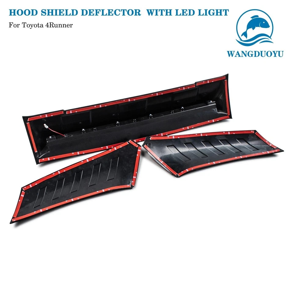Hood Shield Protector for Toyota 4runner 2010-2024 with LED Lights (Matt Black)