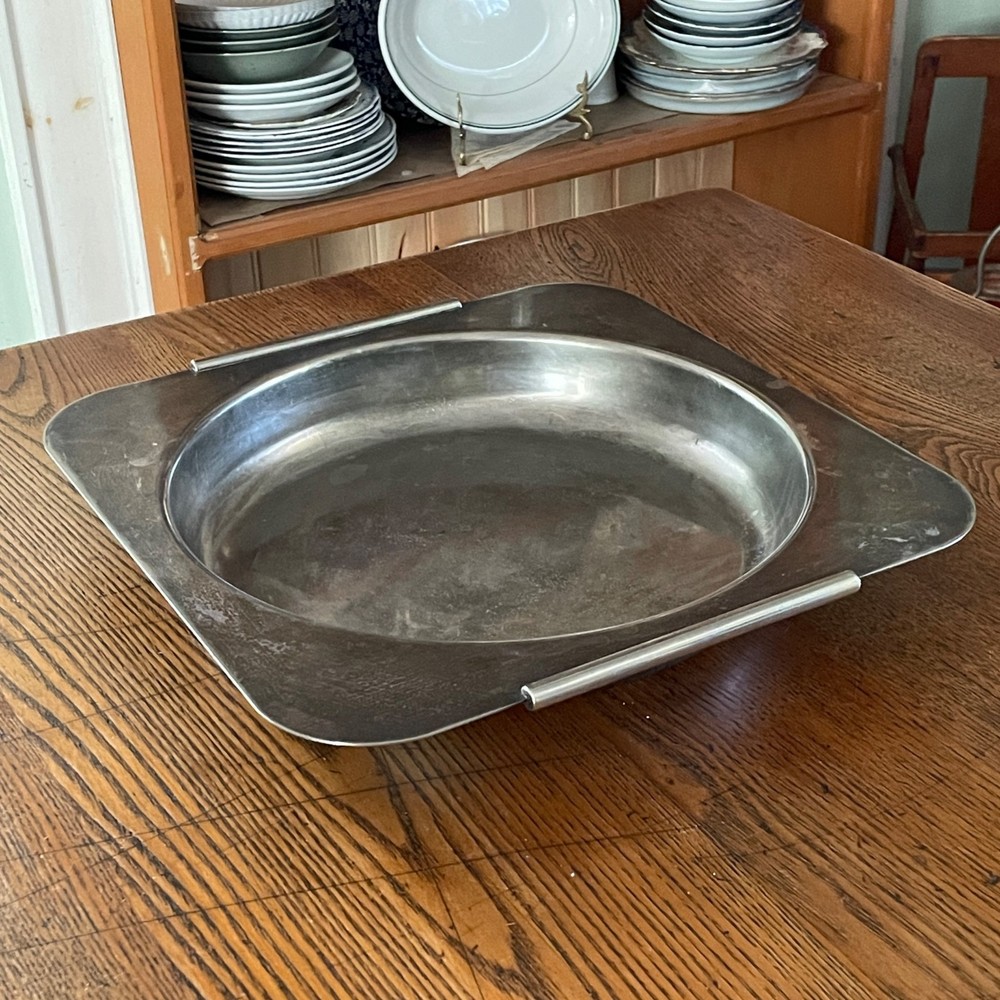 12" Silver Plated Geometric Square Bowl LASLO for TOWLE Modernist Serve Patina