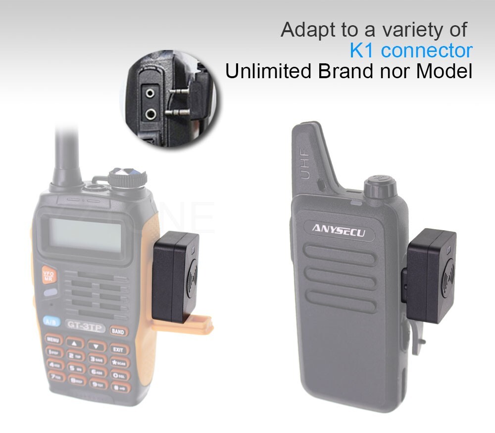 Anysecu Wireless PTT Bluetooth Earphone K1 Plug For Baofeng 5R TYT Walkie Talkie