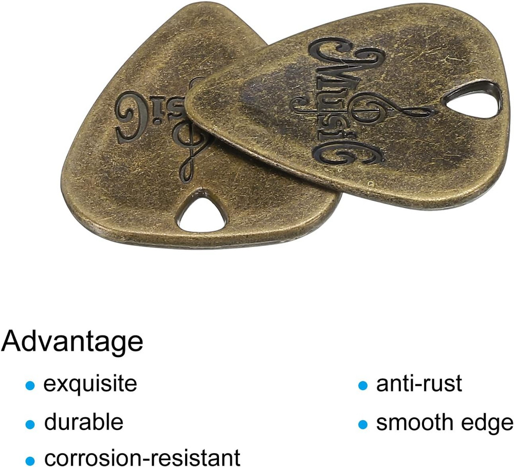 Guitar Picks 2mm Thickness Metal Bronze for Guitar Musical Instrument Pack of 5