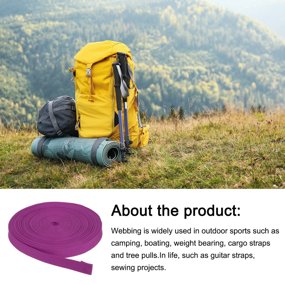 Nylon Webbing Strap 25Yards 7/8" Polypropylene Lightweight Strap Deep Hot Pink