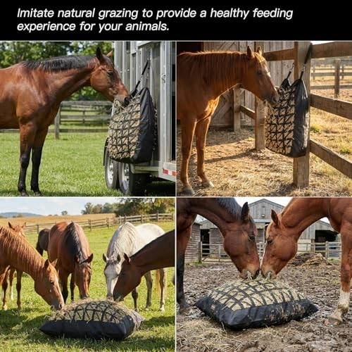 Ultra-Slow Feed Hay Bag for Horses, Goats & Cows - Durable 1680D Oxford Cloth, E
