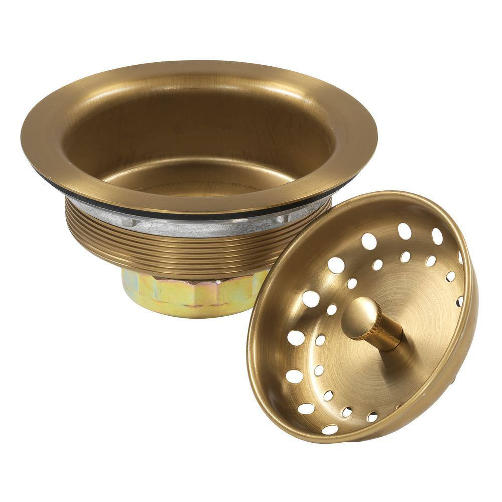 Fixed Post Kitchen Sink Strainer-Brushed with Gold Finish