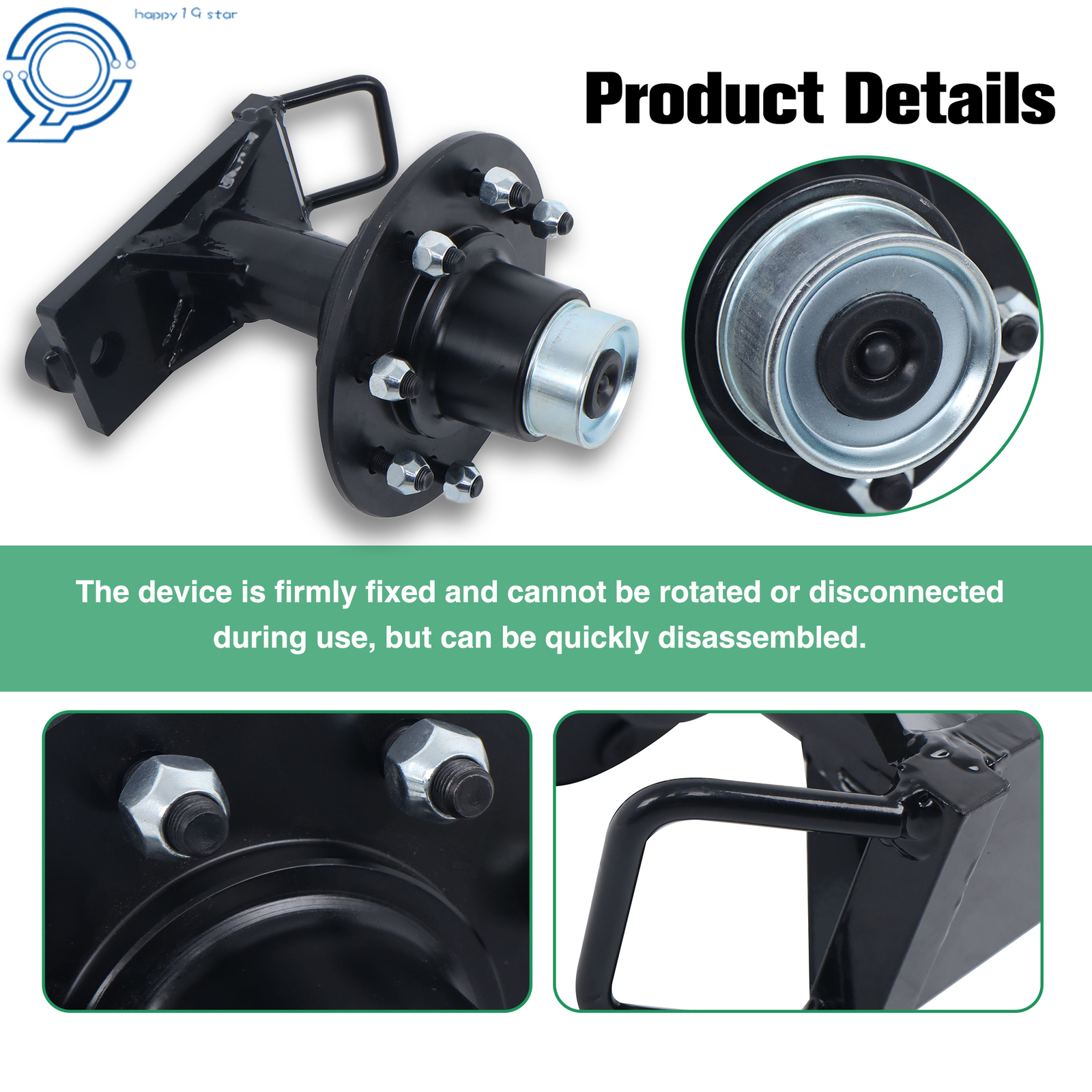 Shipping Container Wheels 8x6.5 Lug Bolt-On Spindle Kit with Handle