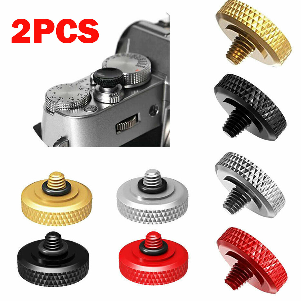 2Pcs Brass Concave Shutter Release Button Rubber Ring for Fujifilm Leica Nikon