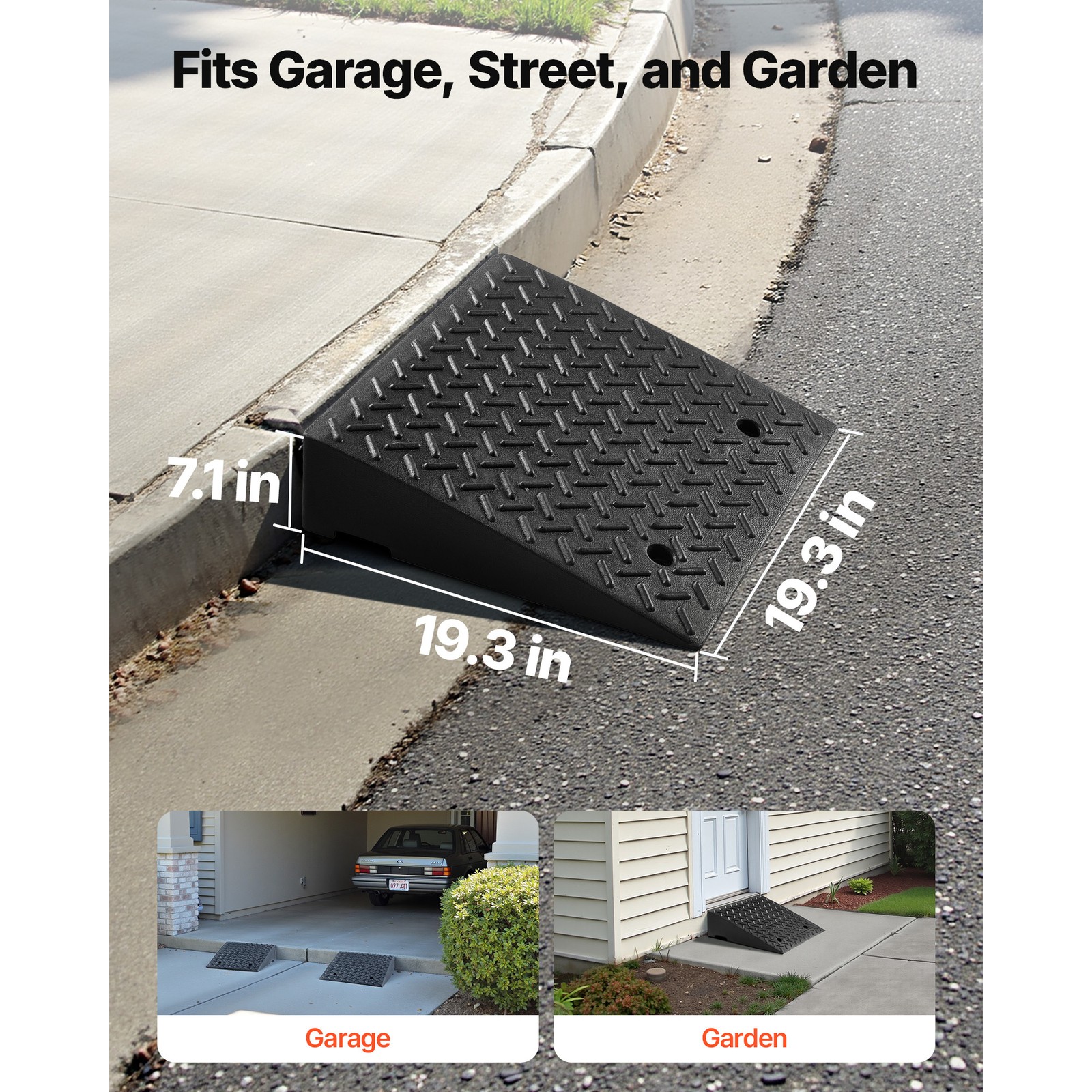 Uimoso 2 Pack Driveway Curb Ramps, 7-Inch Rise, 7000 lbs Load Capacity