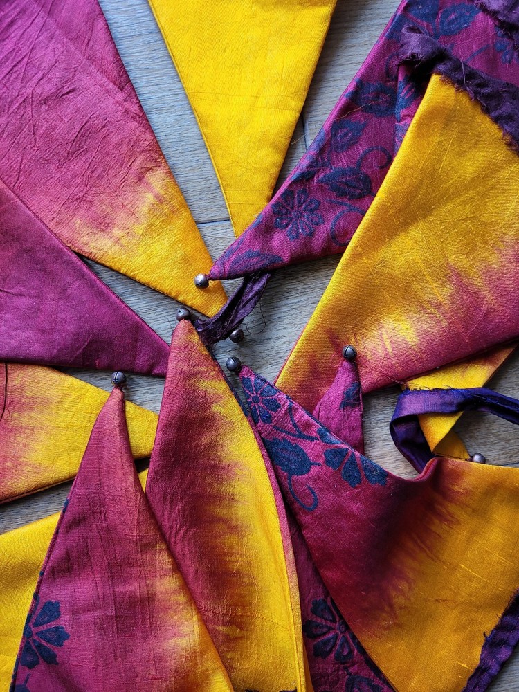 Boho Red/Gold Silk Bunting 3m