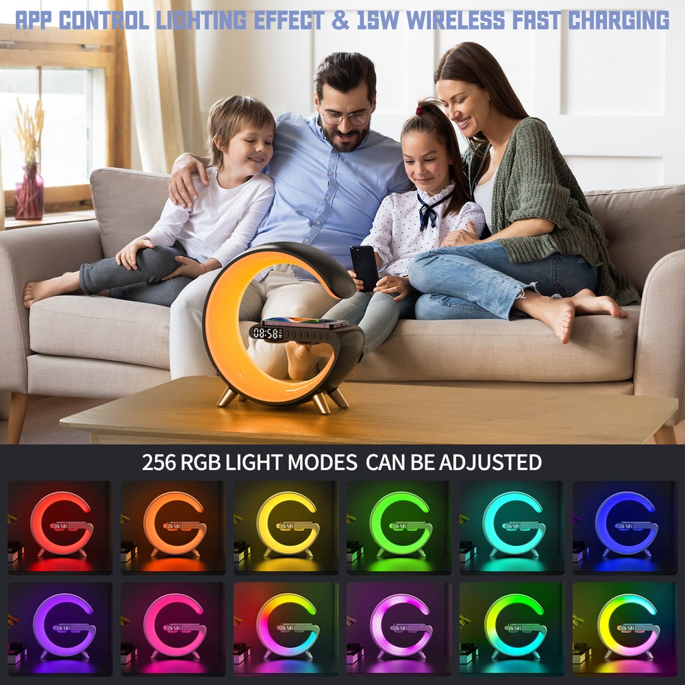 night light smart Bluetooth speaker projection light wireless Charger table lamp
