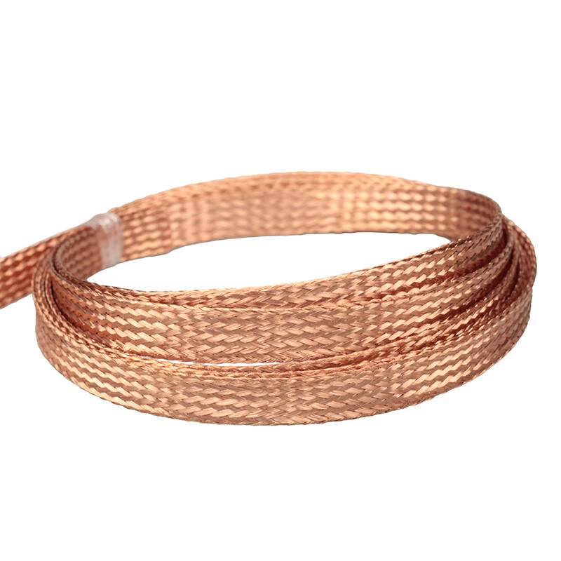 Flat Pure Copper Braid Cable Bare Copper Braid Wire Ground Lead 2mm - 28mm