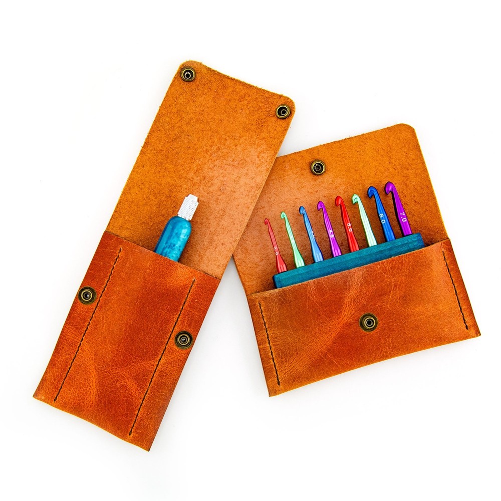 Crochet Set Interchangeable Hooks Artisan Crafted Blue Ergonomic Long Handle