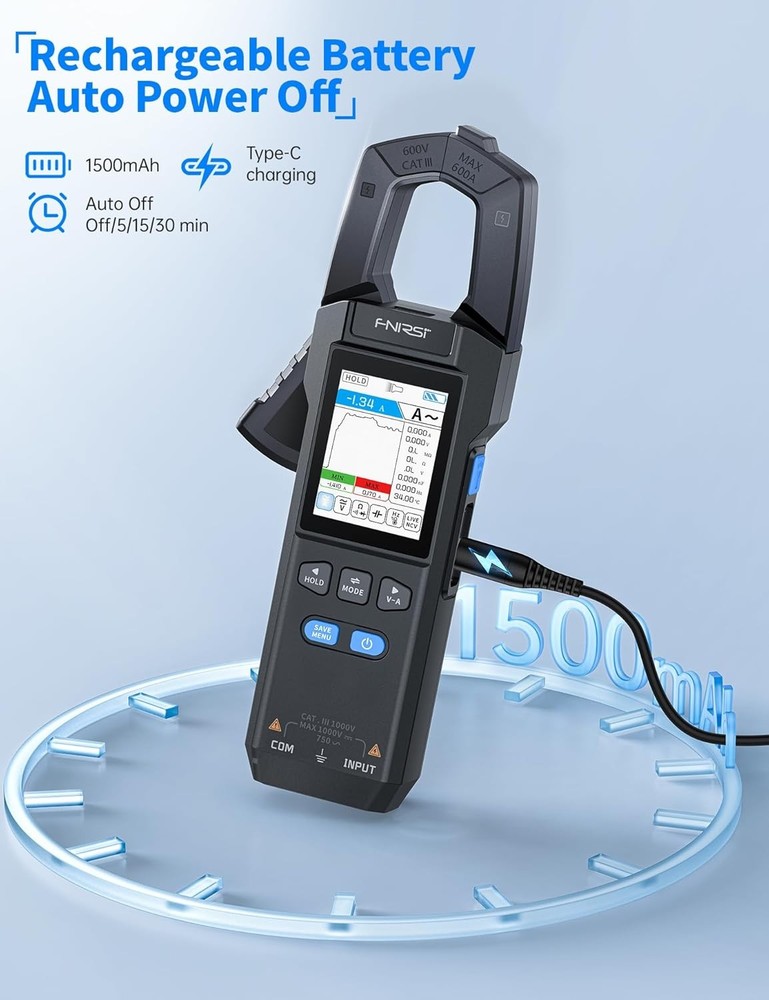 Digital Clamp Meter Multimeter TRMS AC/DC Voltage Current NCV 600A