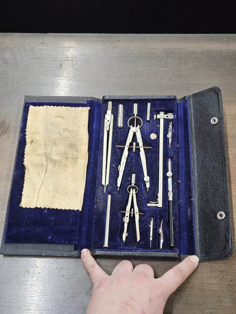Vintage K&E Drafting Set Drawing Instruments Complete w/Original Towel and Case