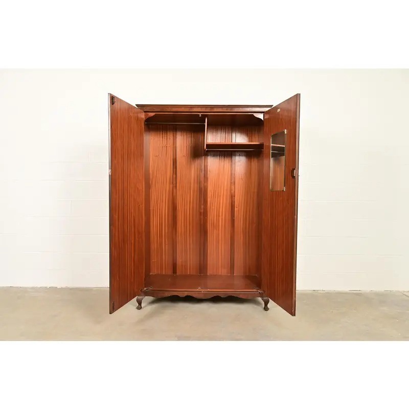 Antique Art Deco Burl Wood Armoire Dresser or Gentleman's Chest, Circa 1930s