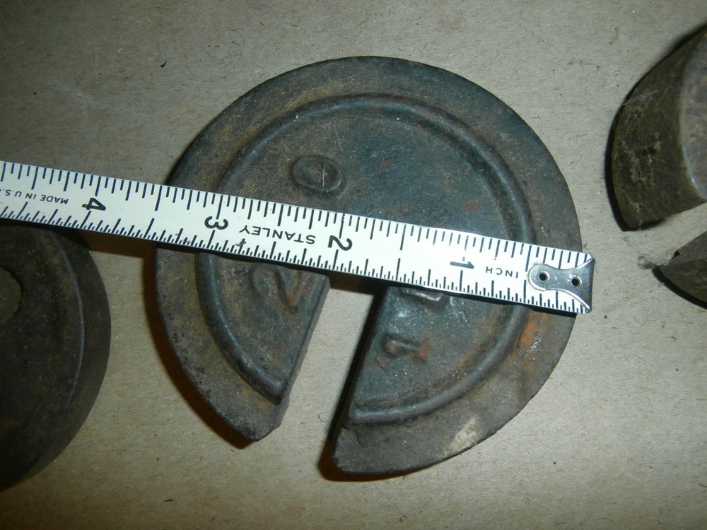 3 Vintage Feed Platform Farm Store Scale Weights