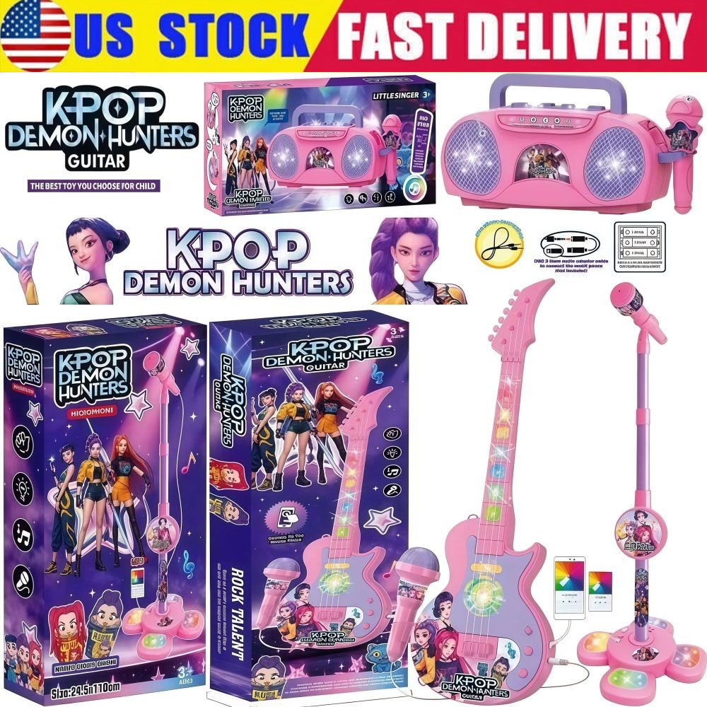 Cosplay KPOP Demon Hunters Music Microphone – Kids Toy Light-Up Singing Gift US