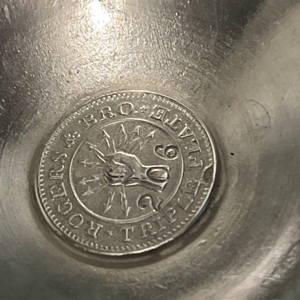 Rogers & Bro. Silver Goblet Triple Plate #206 Flowers Birds Initials LE