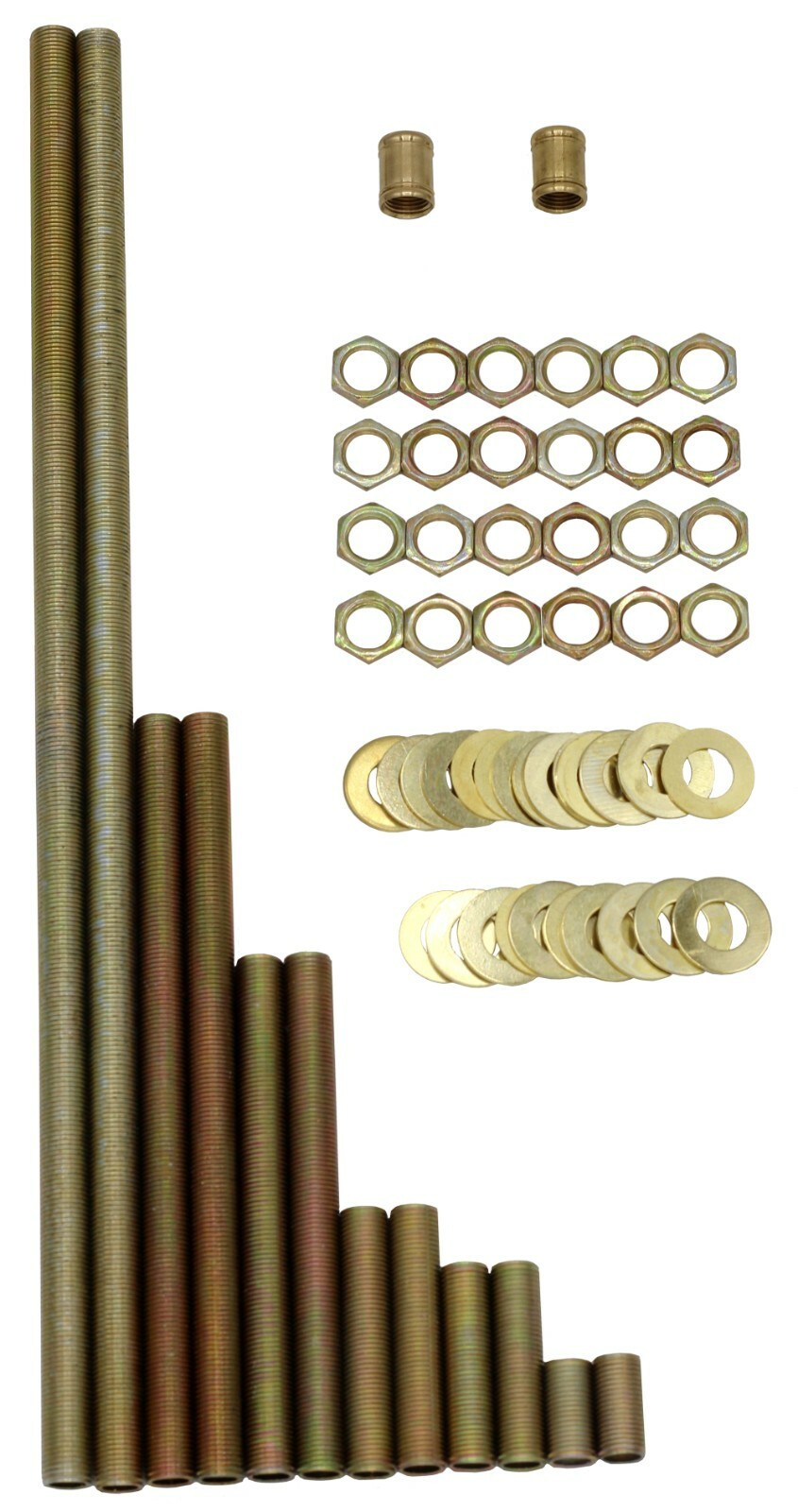 64 pc Lamp Repair Hardware Set, 12" Lamp Pipe, Pipe Nipples, Washers, Lock Nuts
