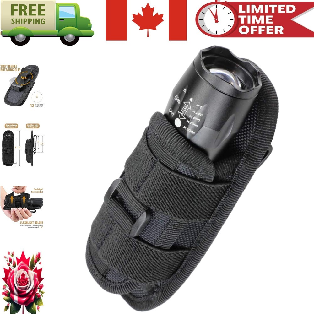 360° Rotating Tactical Flashlight Pouch & Clip – Hands-Free Carry Solution