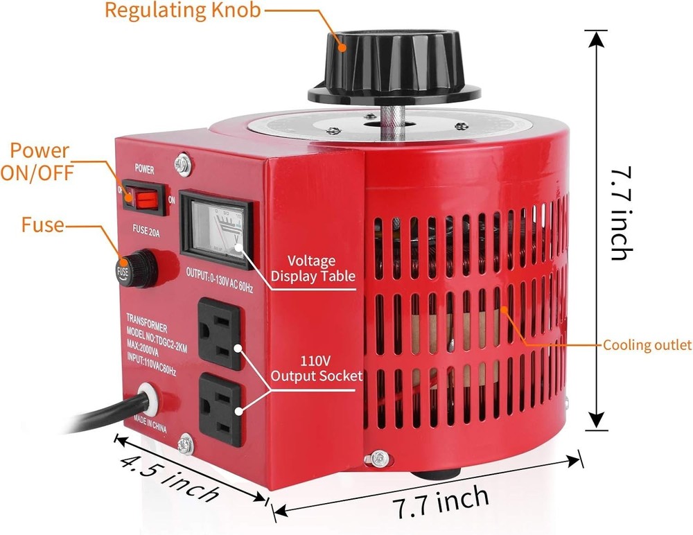 20Amp Variable Transformer Auto AC Voltage Regulator Power Supply, 2000VA Max...