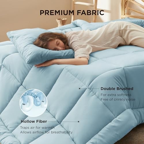 Comforter Duvet Insert - Quilted Comforters All Oversized King Light Spa Blue
