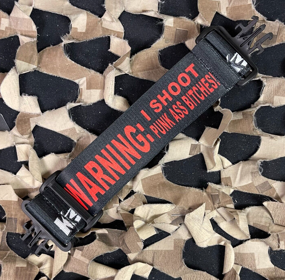 NEW KM Paintball Grill Goggle Strap - Warning