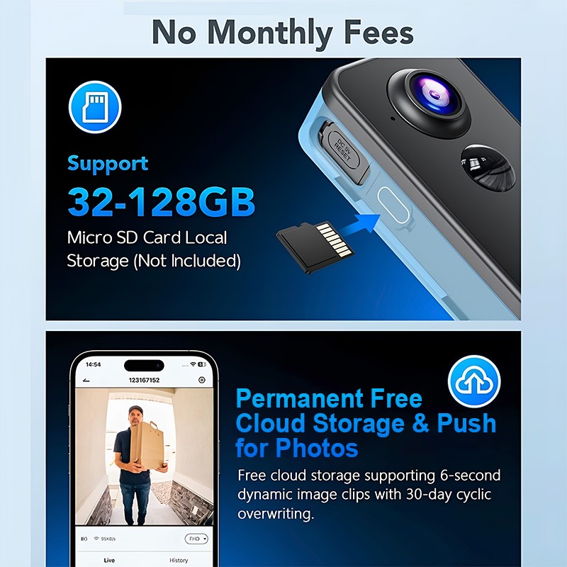 Smart Wireless WiFi Doorbell Camera Video Intercom Security PIR Human Detection