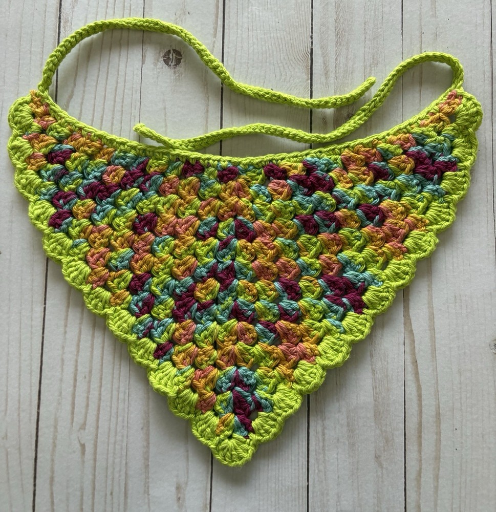 Handmade Crocheted Multicolor Triangle scarf hippie boho