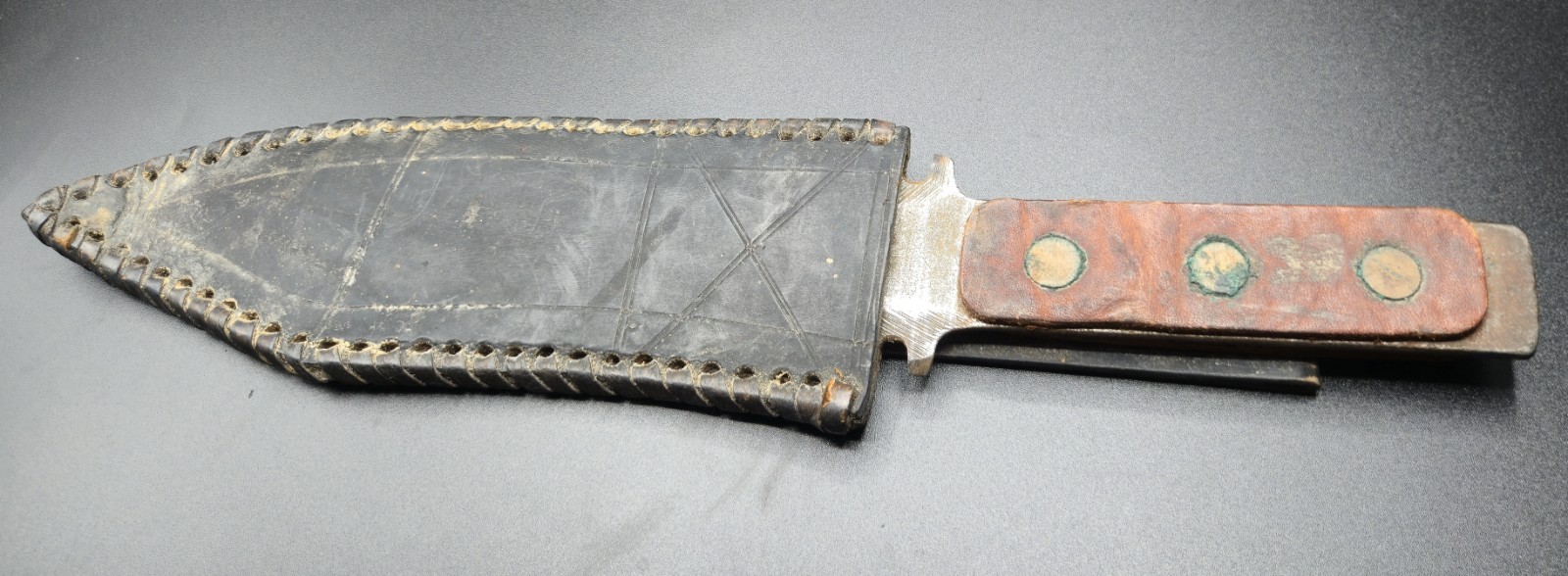 Antique Knife with Leather Sheath WWII Era Vintage Military Collectible