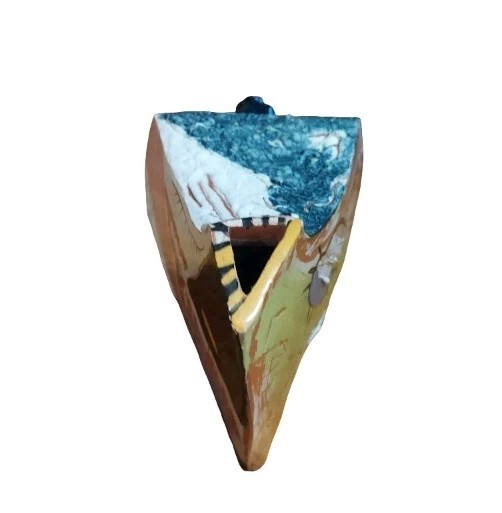 Handmade Abstract Textured Clay Wedge Pitcher
